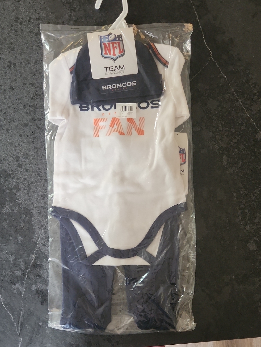 NFL Denver Broncos White & Navy Baby Bodysuit with Orange Accents